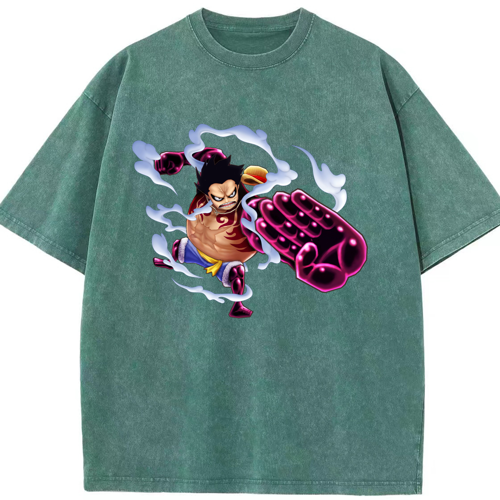 ワンピース モンキー・D・ルフィ ONE PIECE Monkey D. Luffy 綿100% ヴィンテージ風 半袖Tシャツ（フロントプリント）